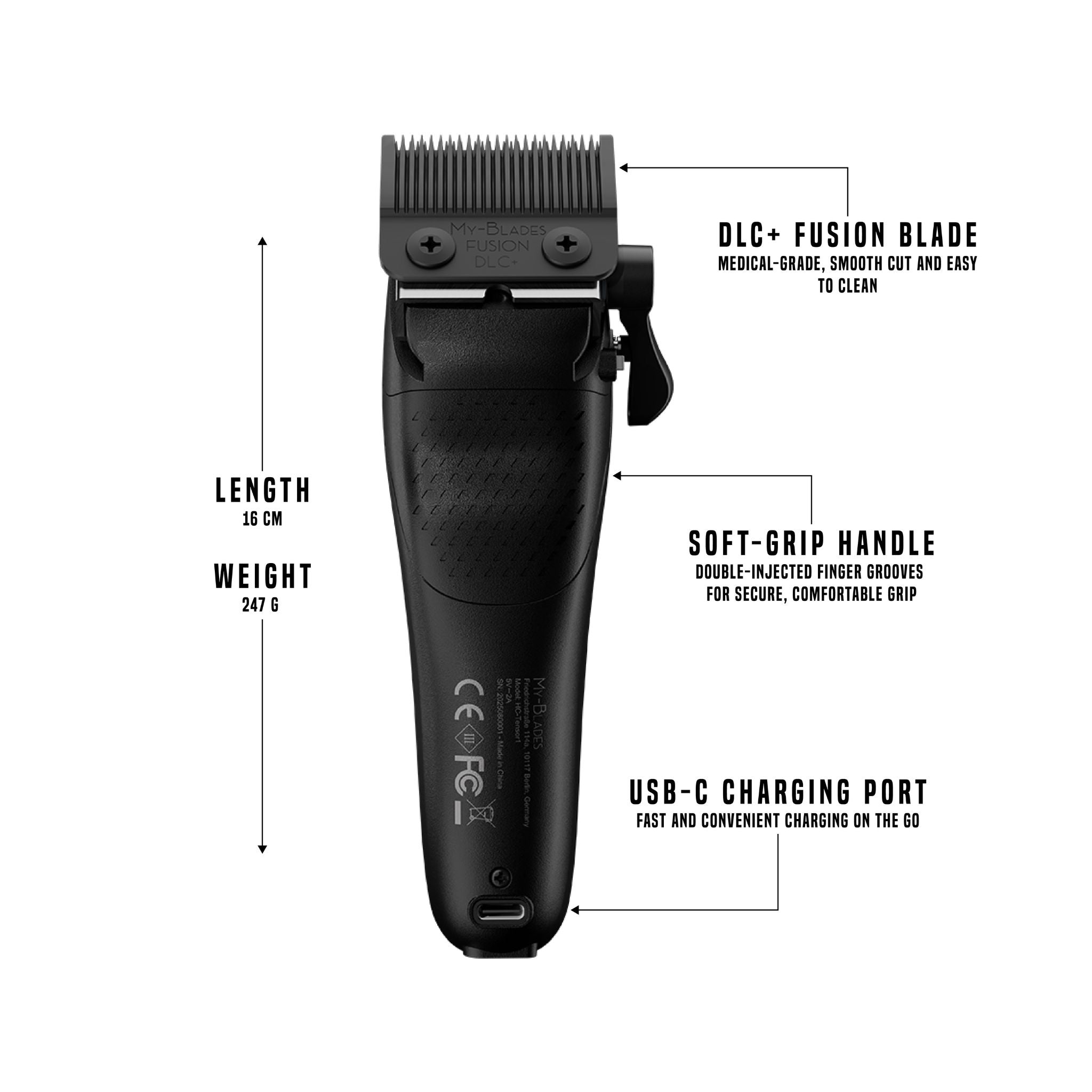 Tensor 1 Black – Barbeiro e máquina de cortar cabelo profissional com inteligência artificial